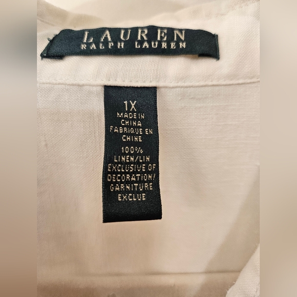 NWOT - Lauren Ralph Lauren Linen White Button Down Shirt - Size 1X - Picture 5 of 11